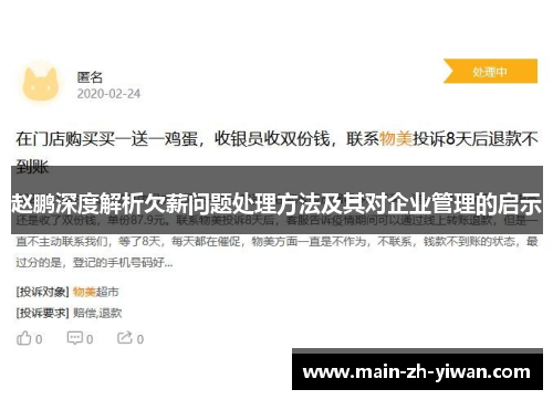 赵鹏深度解析欠薪问题处理方法及其对企业管理的启示